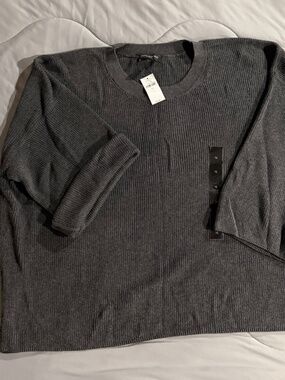 Banana Republic Womens Gray Pullover Sweater 100% Cotton Ribbed Knit Crewneck